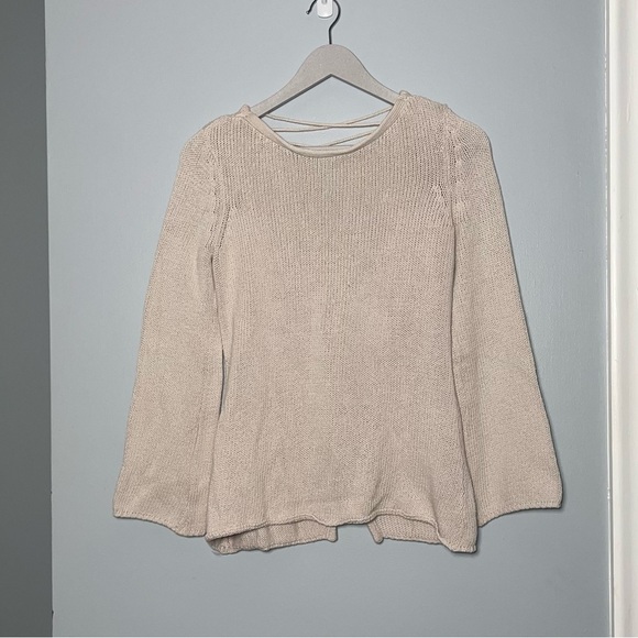 Y2K Jamison Cream Tie Lace Up Back Sweater - Picture 1 of 4